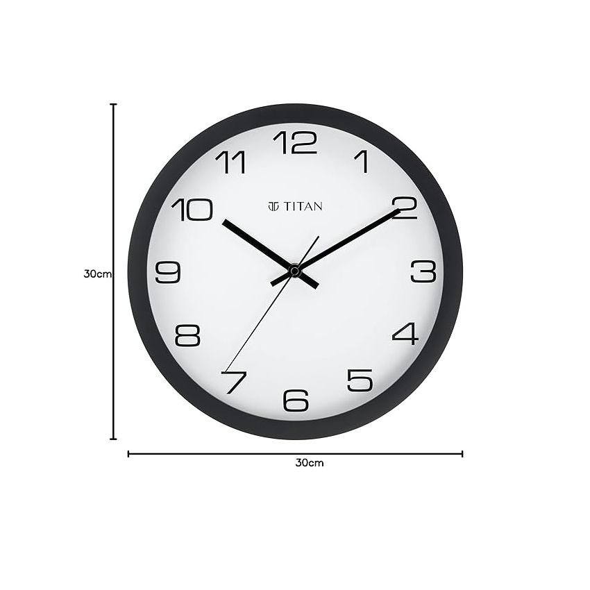 Titan Contemporary Wall Clock with Silent Sweep Technology - 30 Cm X 30 Cm (Medium)(Plastic) - Analog, Silver