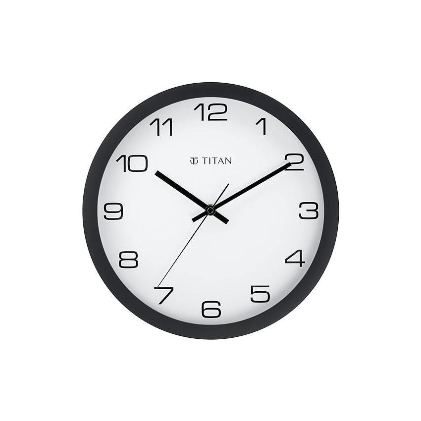 Titan Contemporary Wall Clock with Silent Sweep Technology - 30 Cm X 30 Cm (Medium)(Plastic) - Analog, Silver
