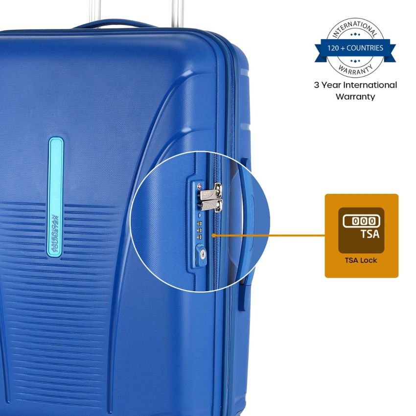 American Tourister Ivy 2 Pc Set 55 Cms & 68 Cms Small & Medium Polypropylene (PP) Hard Sided Spinner Wheels Luggage/Trolley Bag with TSA Lock (Blue)