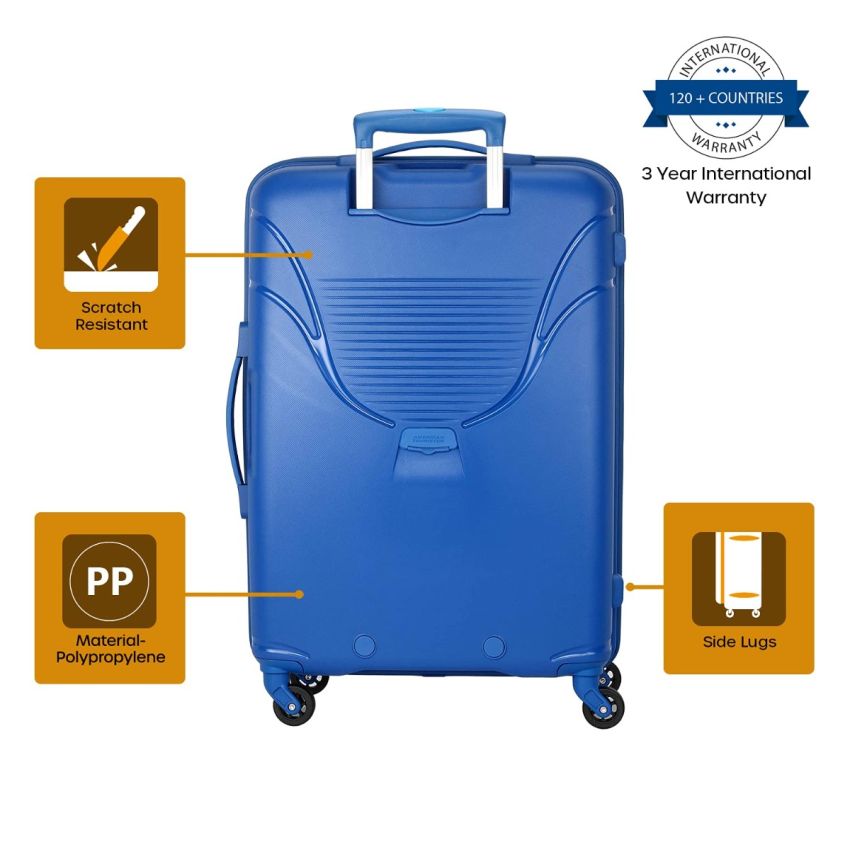 American Tourister Ivy 2 Pc Set 55 Cms & 68 Cms Small & Medium Polypropylene (PP) Hard Sided Spinner Wheels Luggage/Trolley Bag with TSA Lock (Blue)