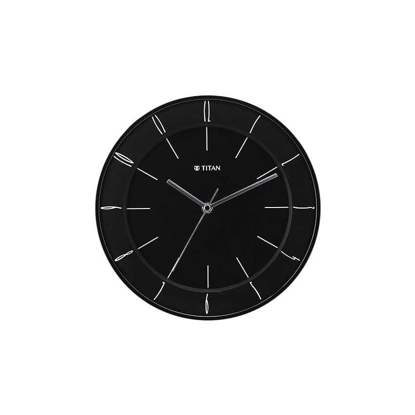 Titan Contemporary Wall Clock with Domed Glass - 27 Cm X 27 Cm (Small), Analog, Black