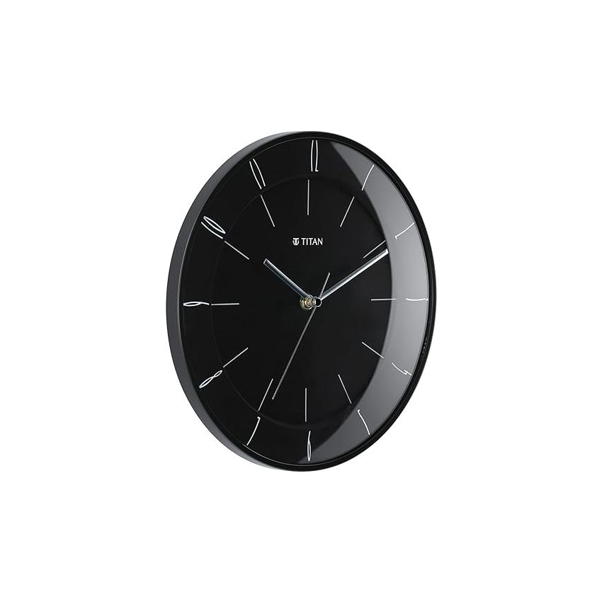 Titan Contemporary Wall Clock with Domed Glass - 27 Cm X 27 Cm (Small), Analog, Black