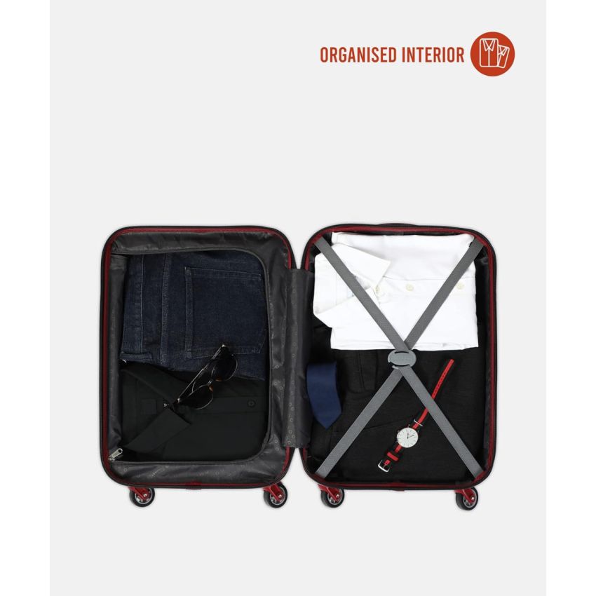 American Tourister Upland Spinner 55 Cms Polypropylene Hardsided Small Cabin Luggage|Speed_Wheel 8 Wheel Suitcase|Trolley Bag, Formula Red