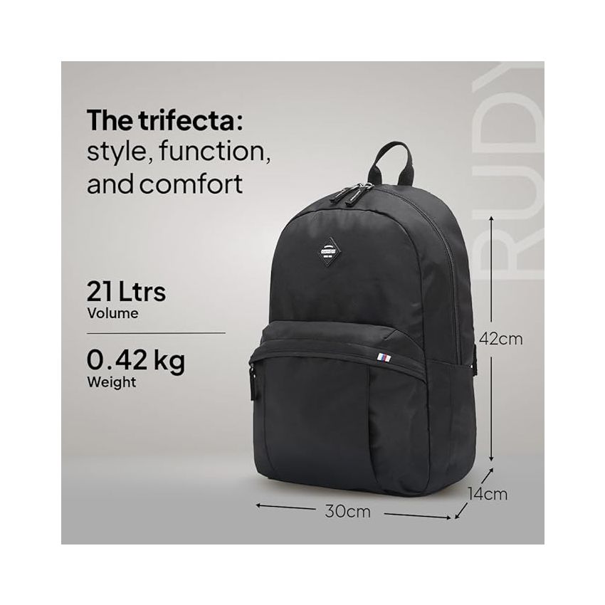 American Tourister RUDY Small Size Polyester Causal Backpack with Security Zip- Black