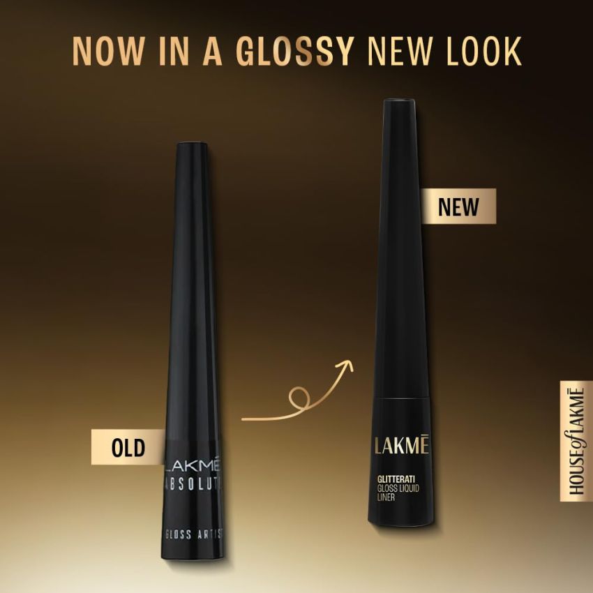 Lakme Absolute Gloss Artist Liquid Eye Liner, Black, Smudge Proof, Long Lasting, 2.5 ml