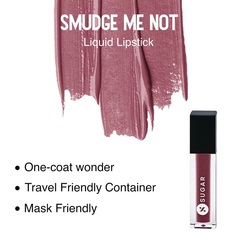 SUGAR Cosmetics Smudge Me Not Mini Matte Liquid Lipsticks for Women | Transferproof & Waterproof | Long Lasting Lipstick - Upto 12hrs | 1.1ml - 09 Suave Mauve