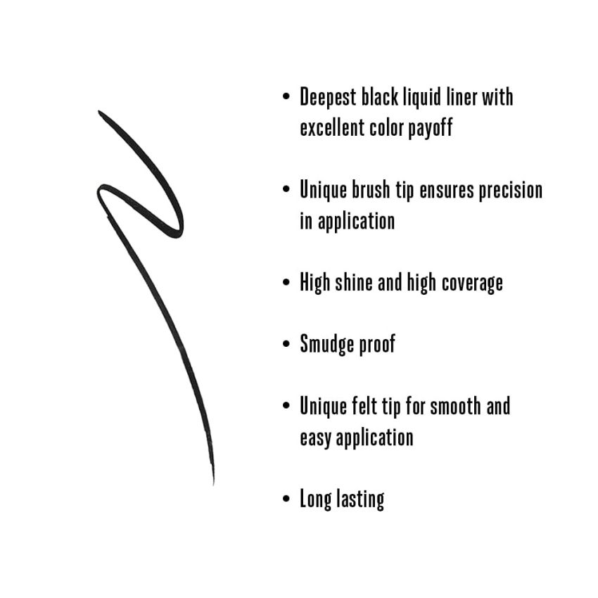 Lakme Absolute Gloss Artist Liquid Eye Liner, Black, Smudge Proof, Long Lasting, 2.5 ml