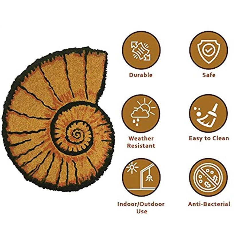 Onlymat Hand-Crafted Snail Shape Anti-Slip Back for Indoor, Outdoor, Patio, Home, and Office Weatherproof, Large, and Thick Entryway Decor Natural Coir Doormat, Brown (56 x 56cm)