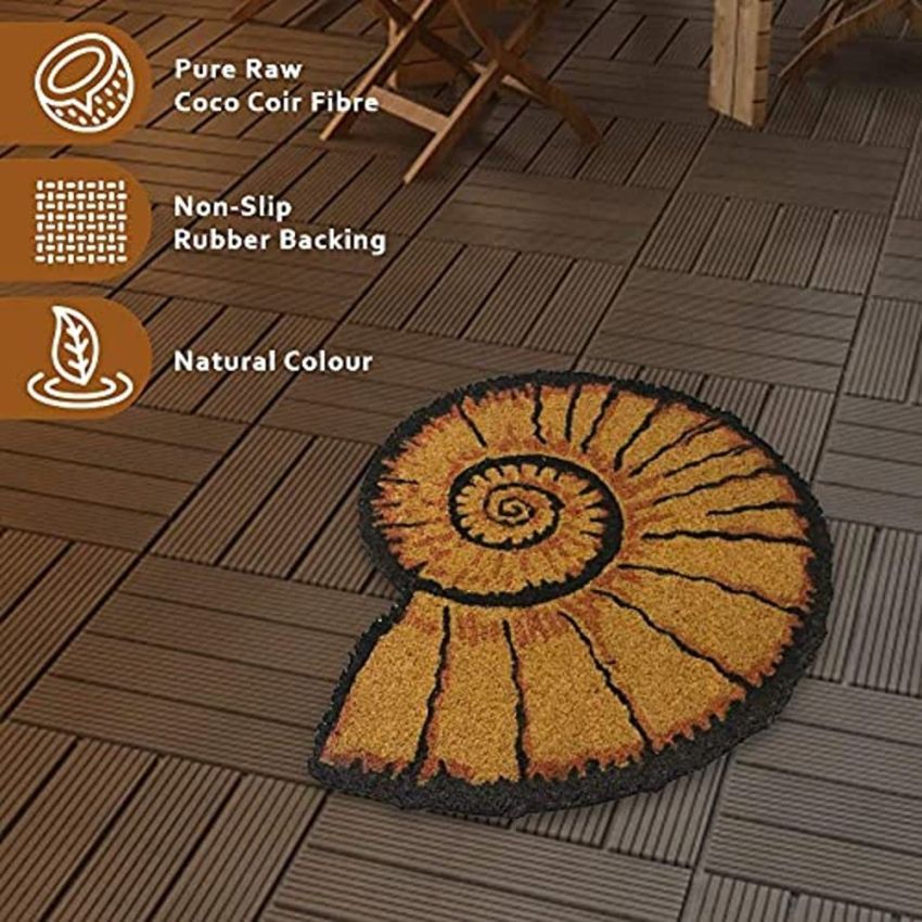 Onlymat Hand-Crafted Snail Shape Anti-Slip Back for Indoor, Outdoor, Patio, Home, and Office Weatherproof, Large, and Thick Entryway Decor Natural Coir Doormat, Brown (56 x 56cm)