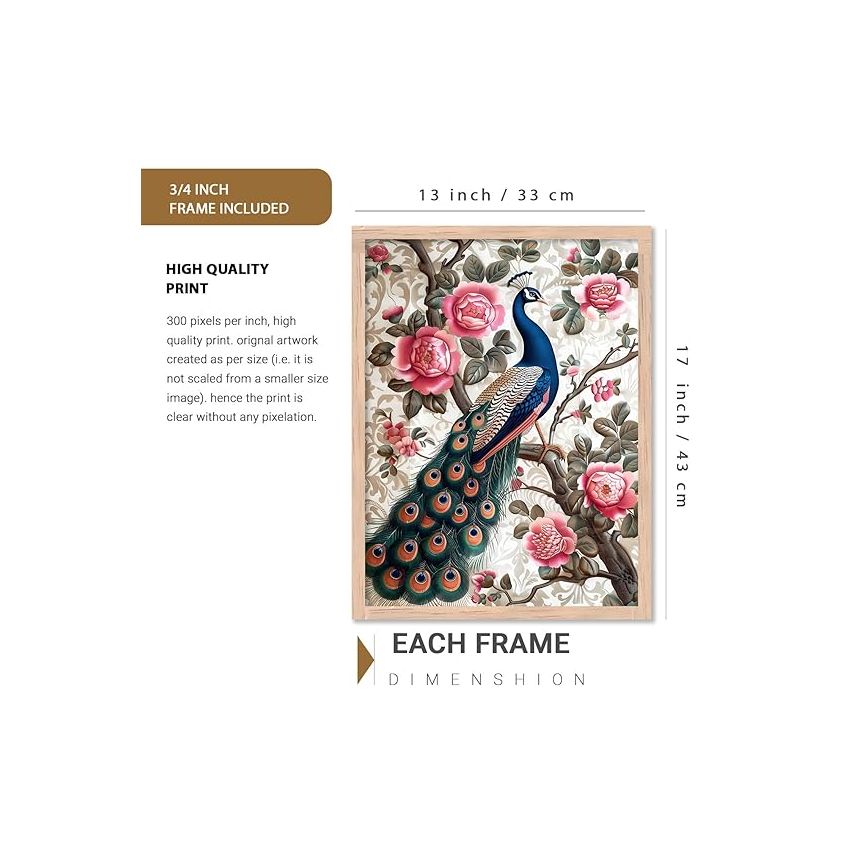 kotart Madhubani wall Art Paintings with Frame for Home Decoration | Painting for Wall Decoration Traditional Framed Painting for Living Room Bedroom Office Decor | Decorative Wall Art Set of 6 (13x17 inch, A)