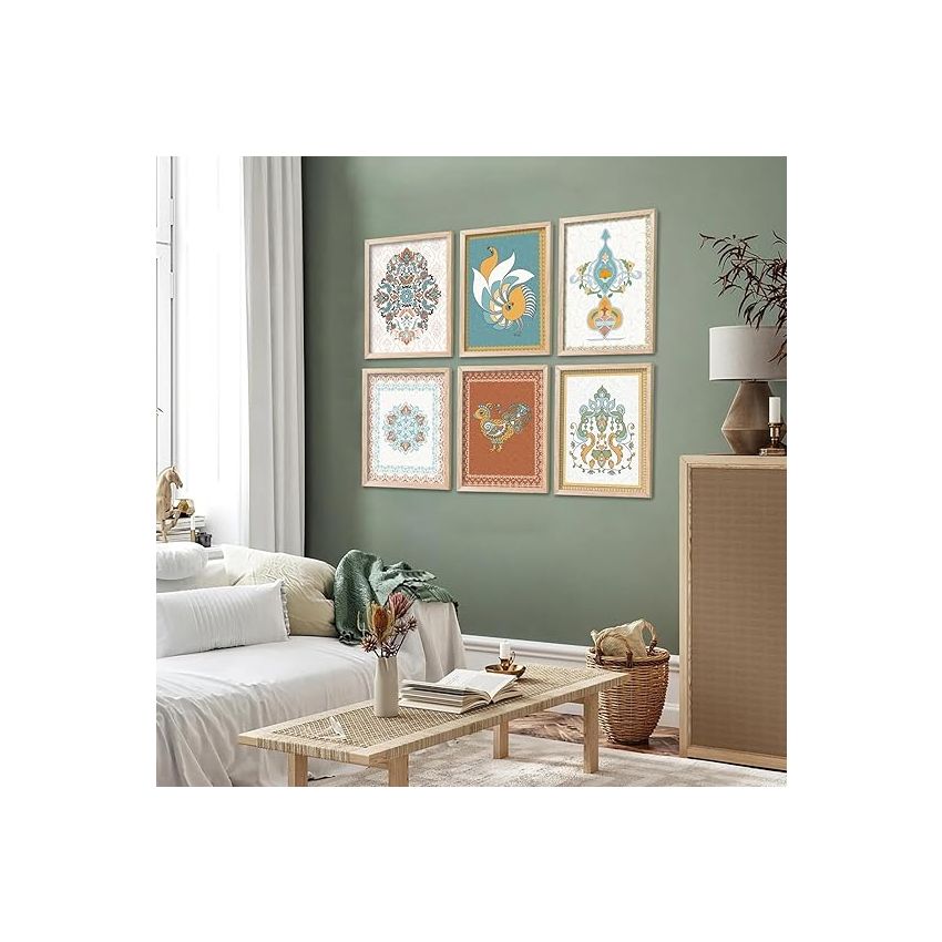 kotart - Traditional Set Of 6 (Art 1, (13X17 inch), Framed)