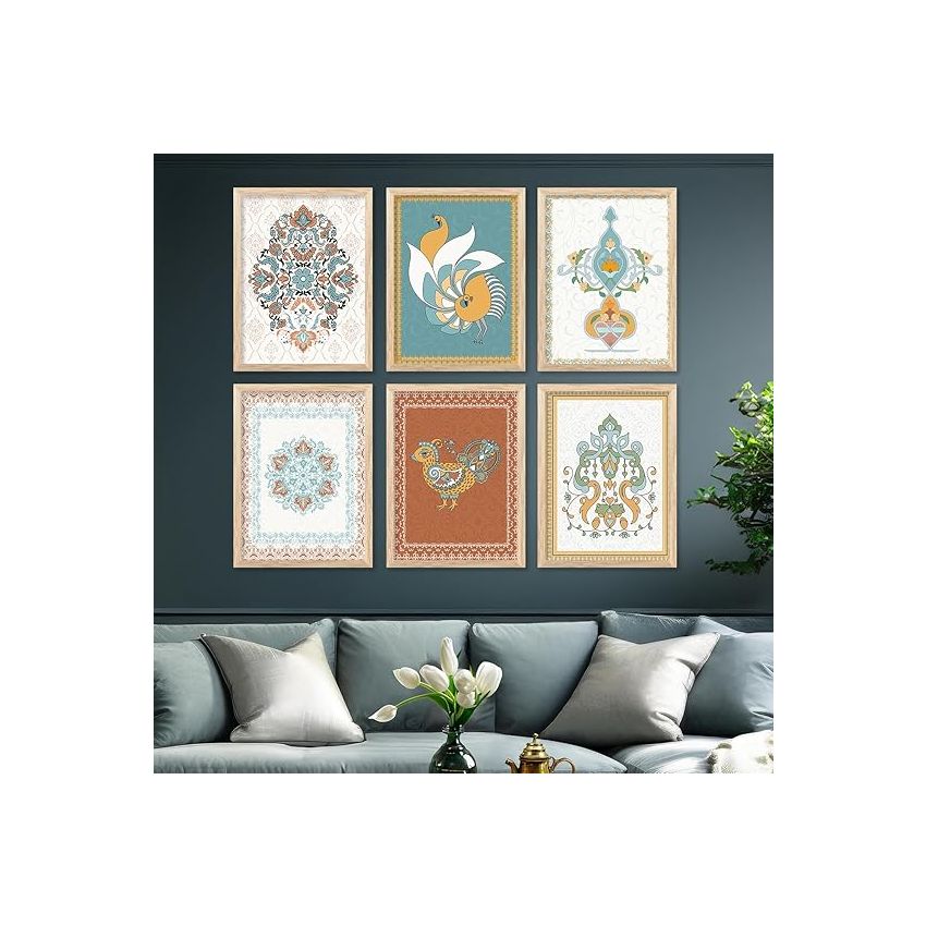 kotart - Traditional Set Of 6 (Art 5, (13X17 inch), Framed)