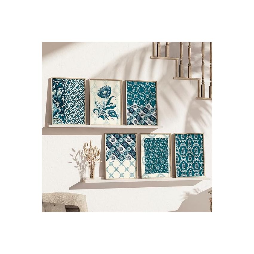 kotart Traditional Indian Art Wall Painting for Living Room Bedroom Office Room Decor - Madhubani Painting with Frame Set of 6 (13x17 inch) Set of 6