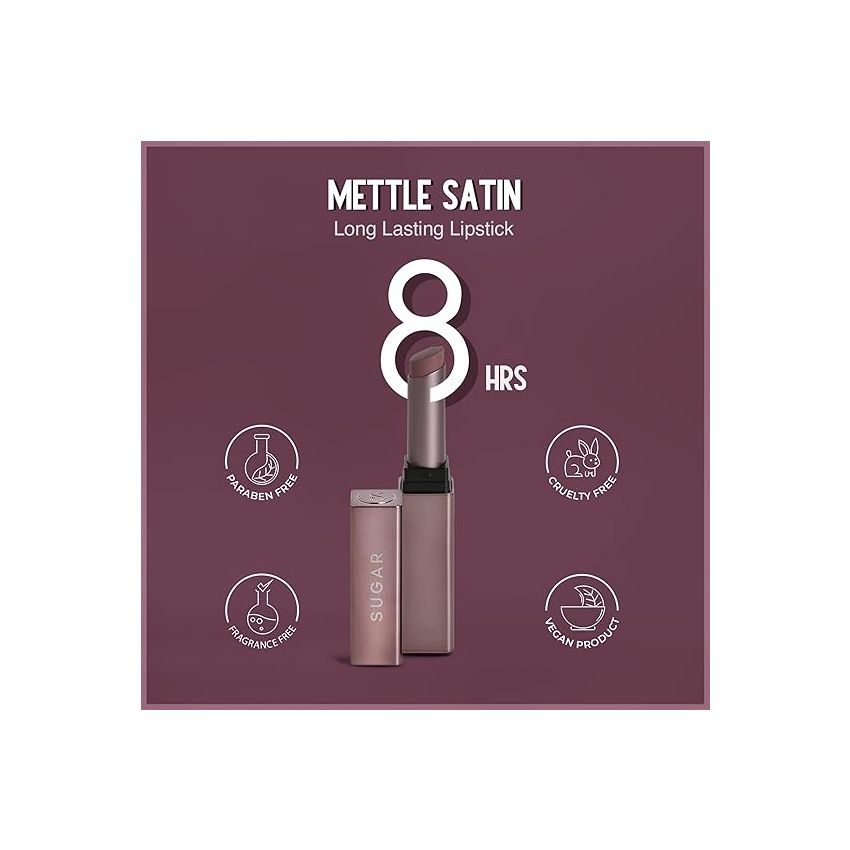 SUGAR Cosmetics Mettle Satin Lipstick | Highly Pigmented & Silky Matte Finish | Creamy Texture | Mango Butter Infused | 2.2 gm - 07 Gabriella (Soft Dusty Nude/Nude Pink)