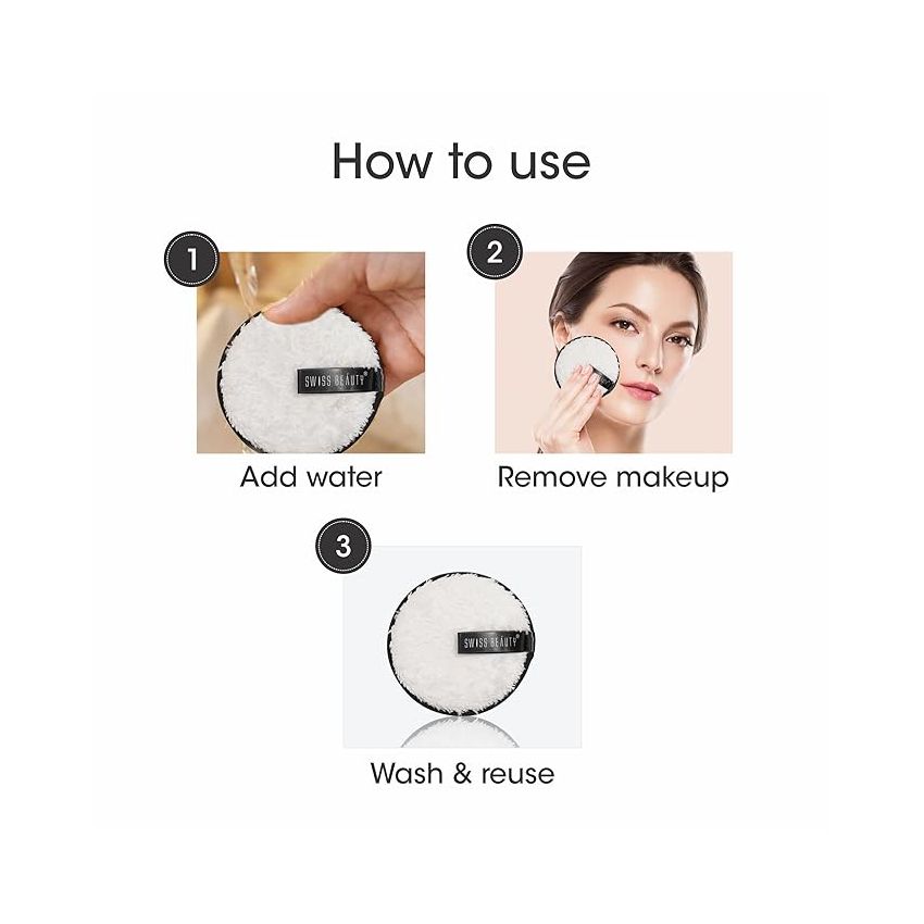 Swiss Beauty Soft & Gentle Cleansing Reusable Makeup Remover Pad| Easily Removes Stubborn Face & Eye Makeup | Pack of 1 | 8gm | Shade-1