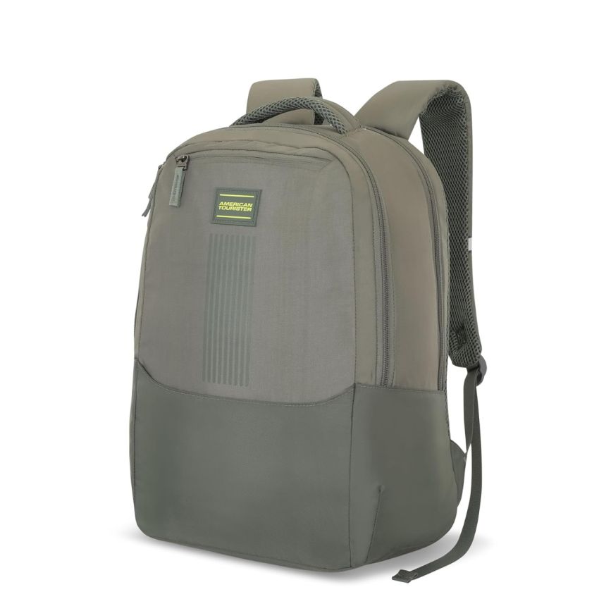 American Tourister New Bounce Style 01, 27L Volume College Backpack with Front Organizer and Spacious Interiors for Men & Women - Beige