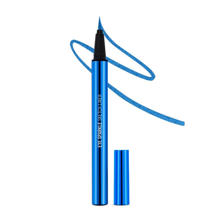 SWISS BEAUTY Pencil Eye Sparkle Sketch Eye Liner | Smudge-Proof, Waterproof Eye Makeup With Glittery Effect | Precision Application| Quick Dry | Shade- Magic Blue,0.6G