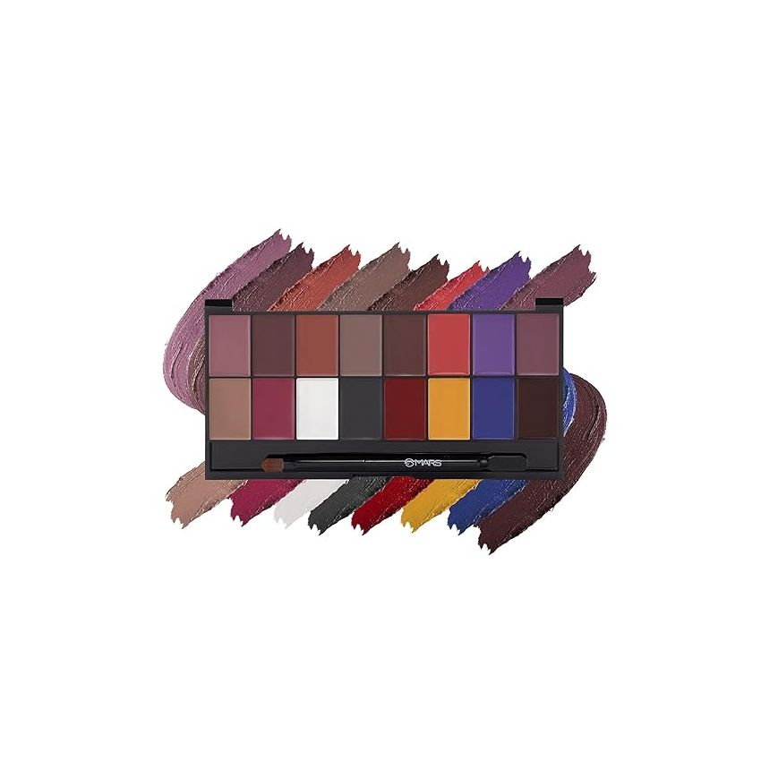 MARS Infinity Lip Palette | Demi Matte | 16 Colors to Infinte Lipstick Colors | Free Spatula cum Applicator (36.0 gm) (01-Multicolor)
