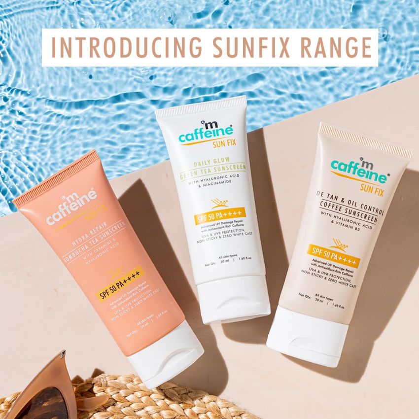 mCaffeine Matte Sunscreen SPF 50 for Men & Women | Lightweight, Water Resistant, Zero White Cast | Sun Protect, Prevents Tan & Repairs UV Damage - 50ml