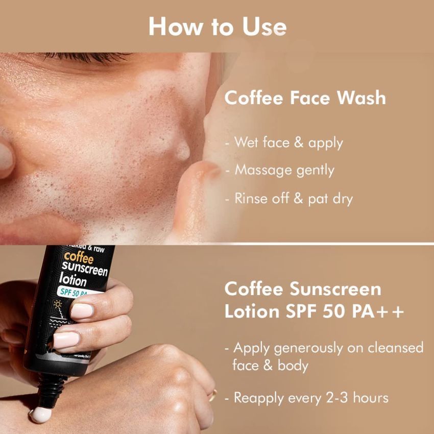 mCaffeine Daily Sun Protection Kit with Coffee Face Wash & Coffee SPF 50 PA++ Sunscreen Lotion | Deeply Cleanses, Protects & Repairs UV Damage, Hydrates & Controls Oil | Natural & Vegan Face Care