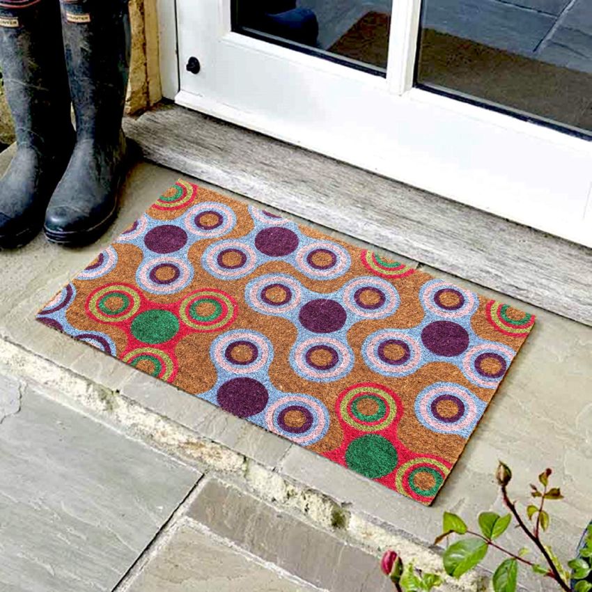 Onlymat Natural Coir Fidget Spinner Design Printed Doormat