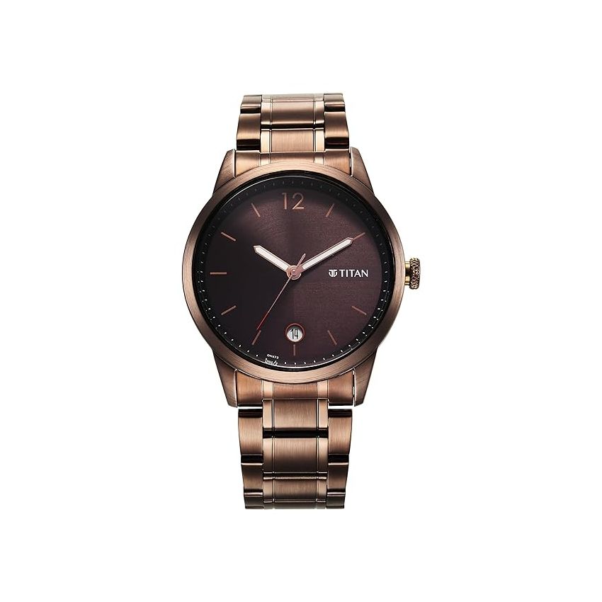 Titan Neo Splash Brown Dial Analog with Date Stainless Steel Strap Watch for Men-1806QM03