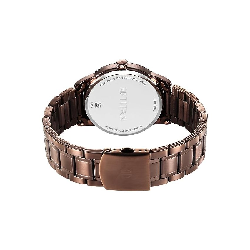 Titan Neo Splash Brown Dial Analog with Date Stainless Steel Strap Watch for Men-1806QM03