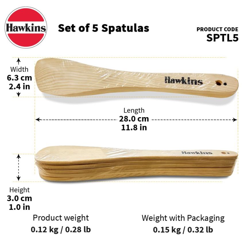 Hawkins Set of 5 Cooking Cedar Wood Spatulas, Ladles, Turners, Flippers, Scrappers, Servers for Nonstick Cookware (SPTL5)