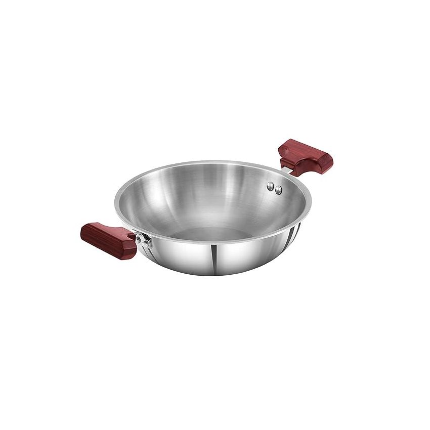 Hawkins 1.5 Litre Deep Fry Pan, Triply Stainless Steel Kadai, Flat Bottom Induction Kadhai, Small Kadai, Silver (SSD15)