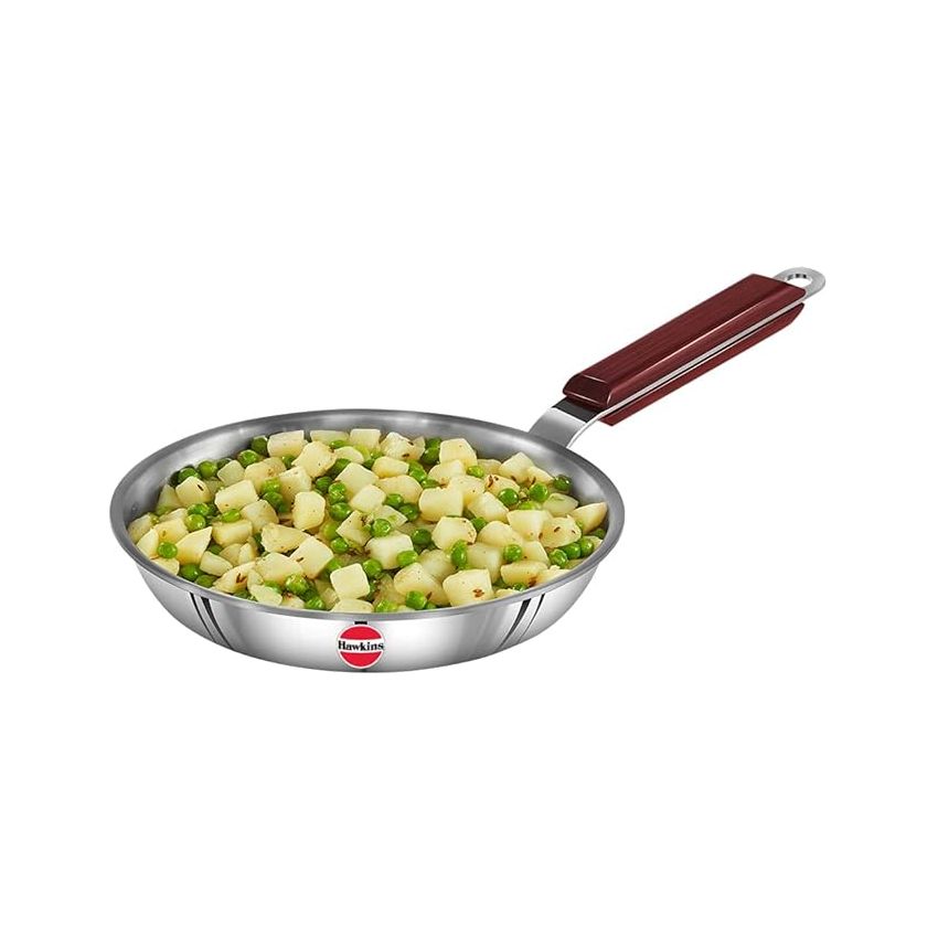 Hawkins 20 cm Frying Pan, Triply Stainless Steel Fry Pan, Induction Frying Pan, Small Frying Pan, Silver (SSF20)