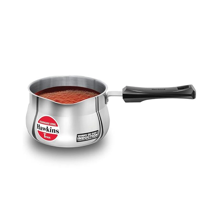 Hawkins 1.5 Litre Tpan, Stainless Steel Tea Pan, Induction Sauce Pan, Chai Pan, Saucepan, Silver (SST15)