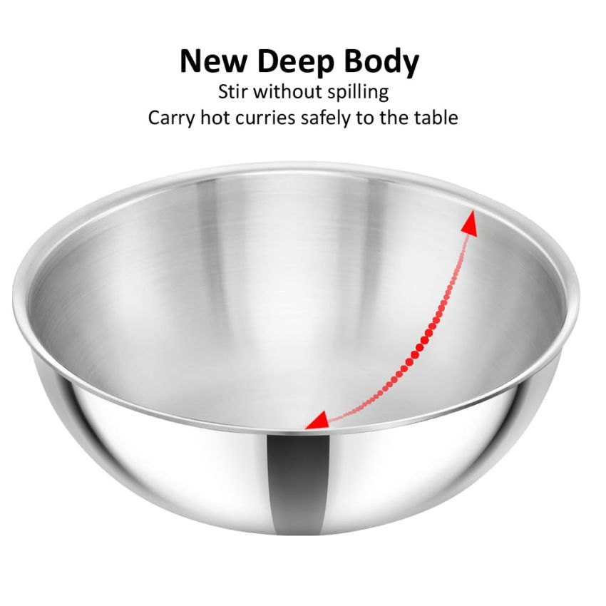 Hawkins 4 Litre Metro Kadhai, Triply Stainless Steel Induction Tasla, Silver (SSTA40)