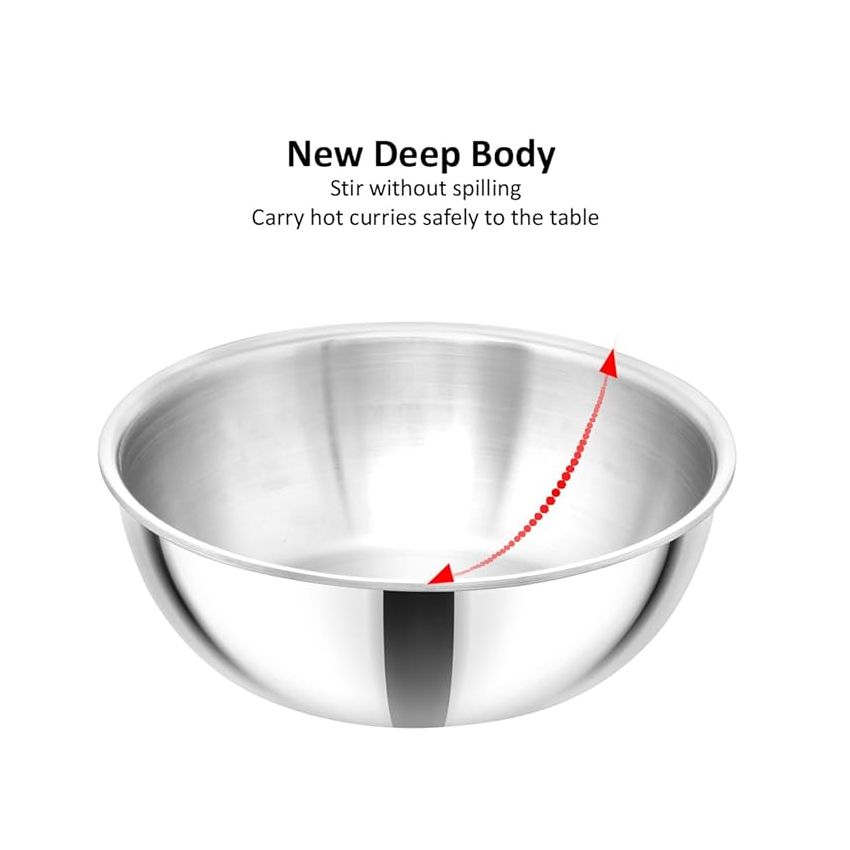 Hawkins 2.5 Litre Metro Kadhai, Triply Stainless Steel Induction Tasla, Silver (SSTA25)