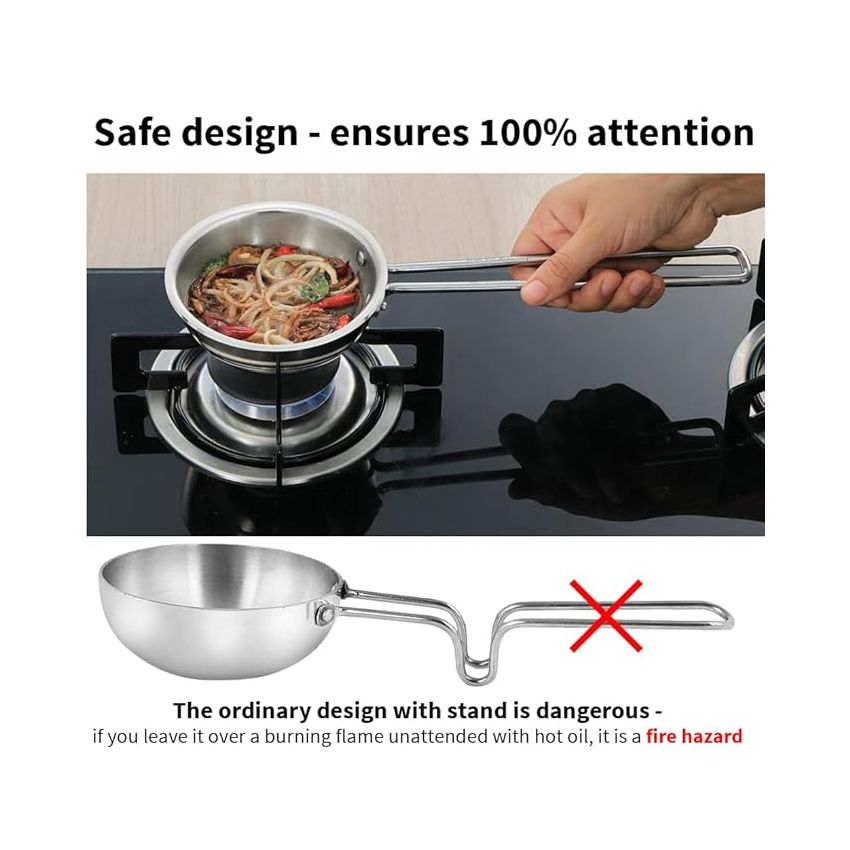 Hawkins 1.5 Cup Tadka Pan, 360 ml Triply Stainless Steel Pan, Induction Pan, Silver (STP15)