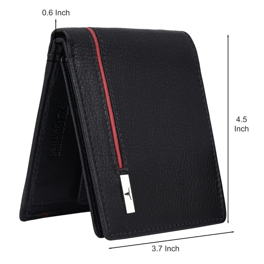 URBAN FOREST Stag Black/Red Leather Wallet for Men