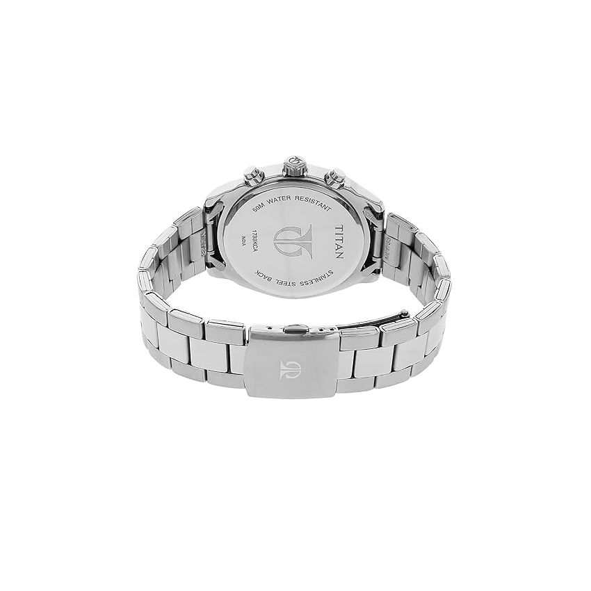 Titan Workwear Quartz Multifunction Silver Dial Stainless Steel Strap Watch for Men-NS1733KM02/NT1733KM02