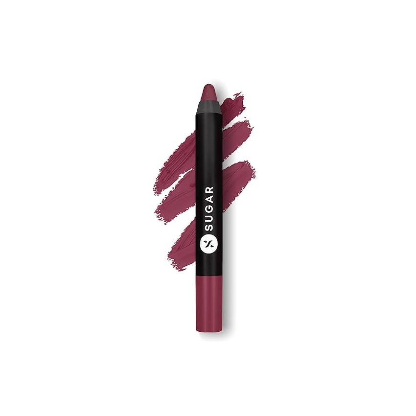SUGAR Cosmetics Matte As Hell Crayon Lipstick with Sharpner | Smudgeproof | Lasts Upto 8+ Hrs | 2.8gm - 15 Stephanie Plum