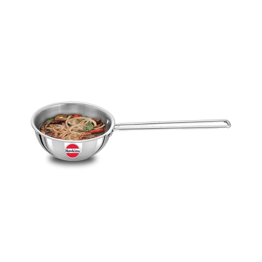 Hawkins 2.5 Cup Tadka Pan, 600ml Triply Stainless Steel Pan, Silver (STP25)
