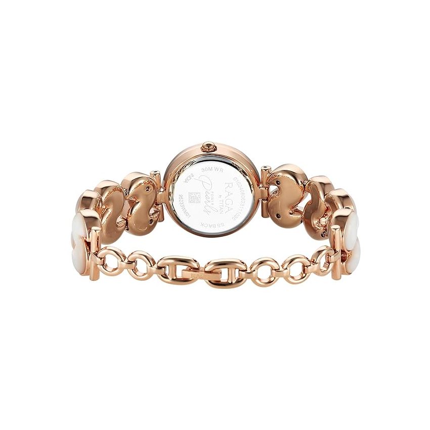 Titan Raga Power Pearls Quartz Analog Mother of Pearl Dial Metal Strap Watch for Women-NS95233WM01F/NT95233WM01F