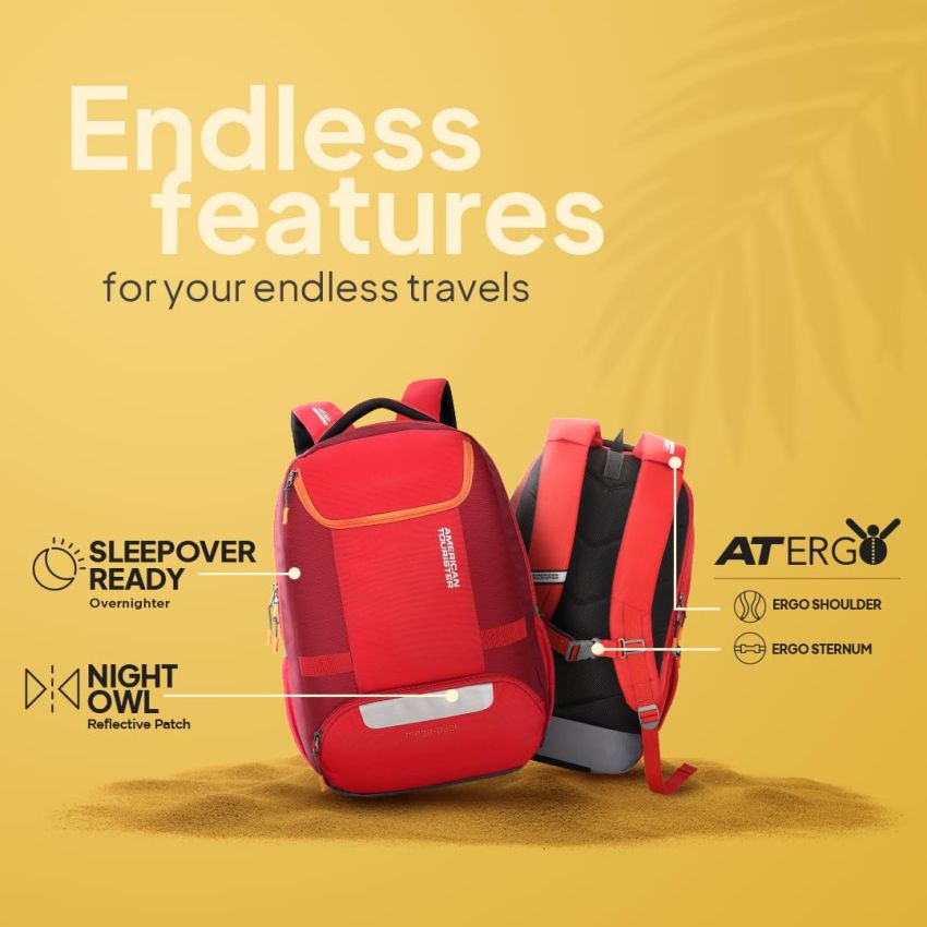 American Tourister Bowie The Outdoor Backpack With A 17 Inch Laptop Compartment, 35 L Capacity, External Bottle Holder, And A Shoe Compartment For Men And Women In A Striking Rust Color, Brown