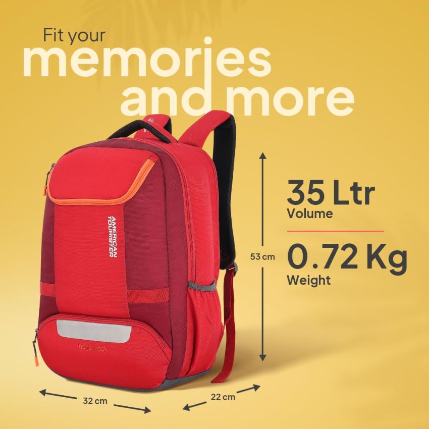 American Tourister Bowie The Outdoor Backpack With A 17 Inch Laptop Compartment, 35 L Capacity, External Bottle Holder, And A Shoe Compartment For Men And Women In A Striking Rust Color, Brown