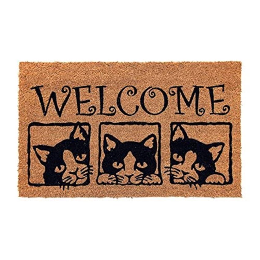 Onlymat Welcome Printed Anti-Slip Rectangular Doormat Entryway Rug Natural Coir Material with PVC Backing for Outdoor Entrance Home Multipurpose Mats Floor Door Hall Drawing Room Living Room (75cm x 45cm)