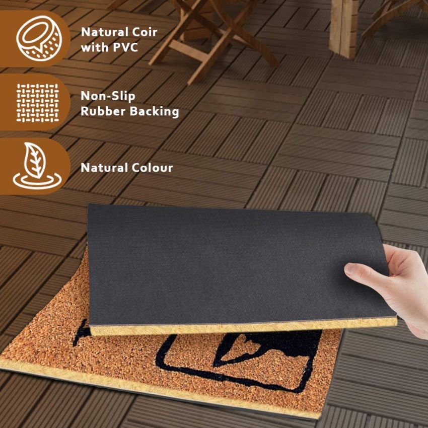 Onlymat Welcome Printed Anti-Slip Rectangular Doormat Entryway Rug Natural Coir Material with PVC Backing for Outdoor Entrance Home Multipurpose Mats Floor Door Hall Drawing Room Living Room (75cm x 45cm)