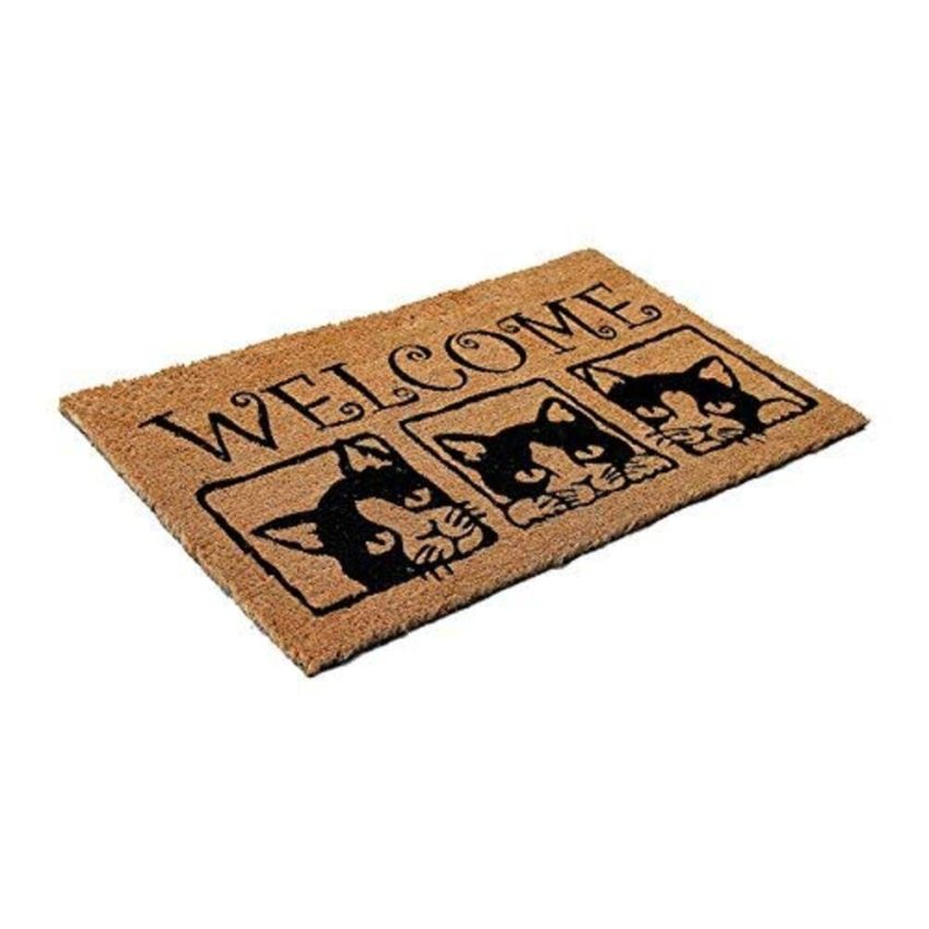 Onlymat Welcome Printed Anti-Slip Rectangular Doormat Entryway Rug Natural Coir Material with PVC Backing for Outdoor Entrance Home Multipurpose Mats Floor Door Hall Drawing Room Living Room (75cm x 45cm)