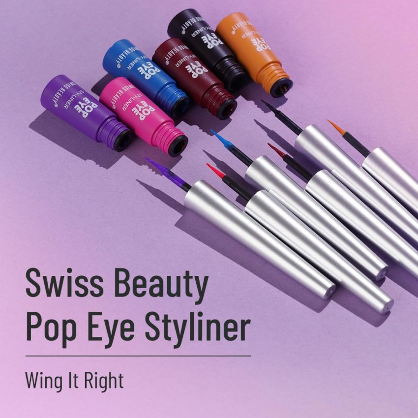 Swiss Beauty Pop Eyeliner | Waterproof And Long Lasting Liquid Eyeliner | Smudge Proof Eye Makeup |Quick Drying |Shade - Sunrise, 3 Ml |