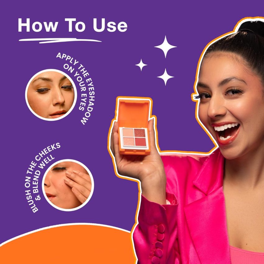 Swiss Beauty Craze 2 in 1 Eyeshadow and Blusher Palette with mirror | With Matte and Shimmer highly pigmented Shades | Shade- Sweet Sunset, 7g