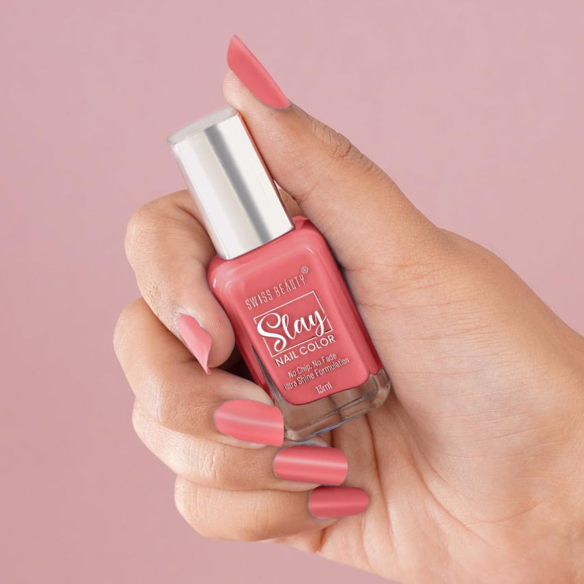 Swiss Beauty Slay Nail Color | Glossy Finish, Long Lasting Nail Paint| Chip resistant, Quick drying Nail Polish | Shade- Sunset, 25Ml