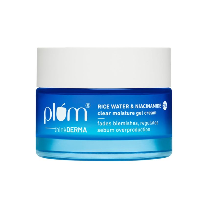 Plum 2% Niacinamide Moisturizer Cream with Rice Water | Super Light Gel for Oily, Dry & Combination Skin | Oil Free Hydration | Fades Blemishes | Brightening Face Moisturizer for Women & Men | 50g