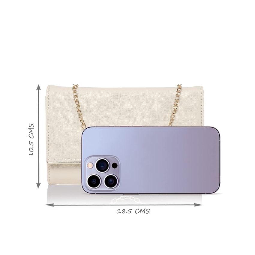 Lavie Women's Framed Foldover Clutch | Detachable Chain Sling Strap | Ladies Purse Wallet