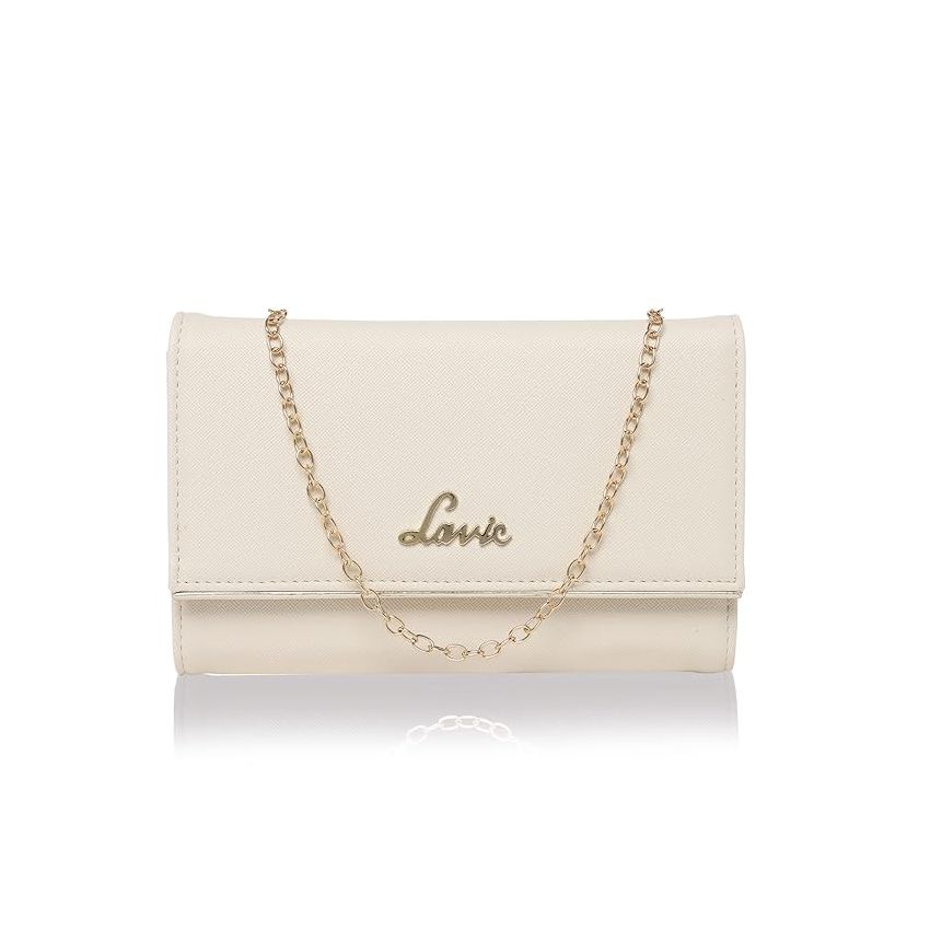 Lavie Women's Framed Foldover Clutch | Detachable Chain Sling Strap | Ladies Purse Wallet